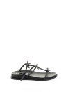 Sandalo nero con strass e fiocchetti