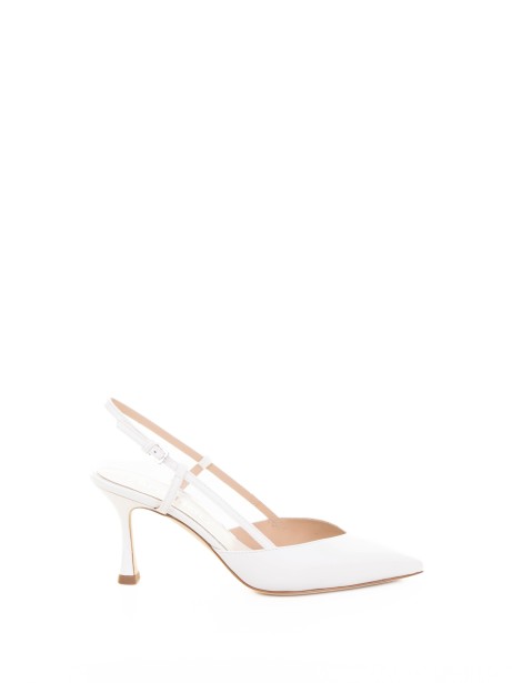 Décolleté slingback bianco in pelle