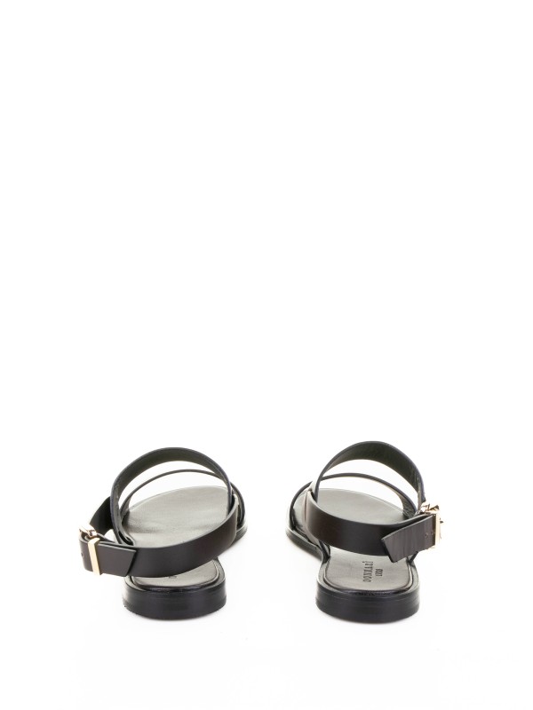 Brown Two-Strap Leather Sandal