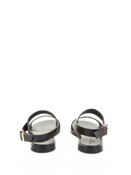 Brown Two-Strap Leather Sandal