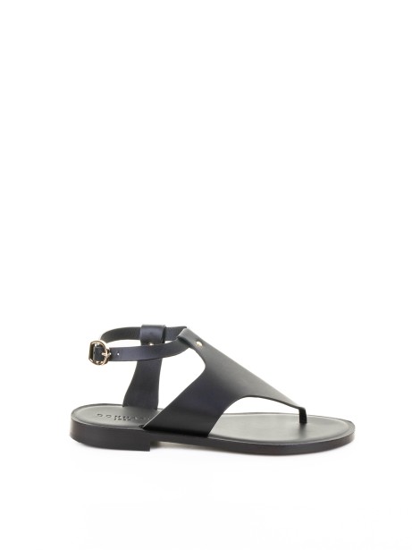 Sandalo infradito nero in pelle