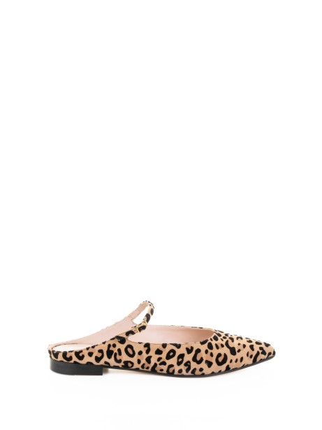 Sabot leopardato in suede
