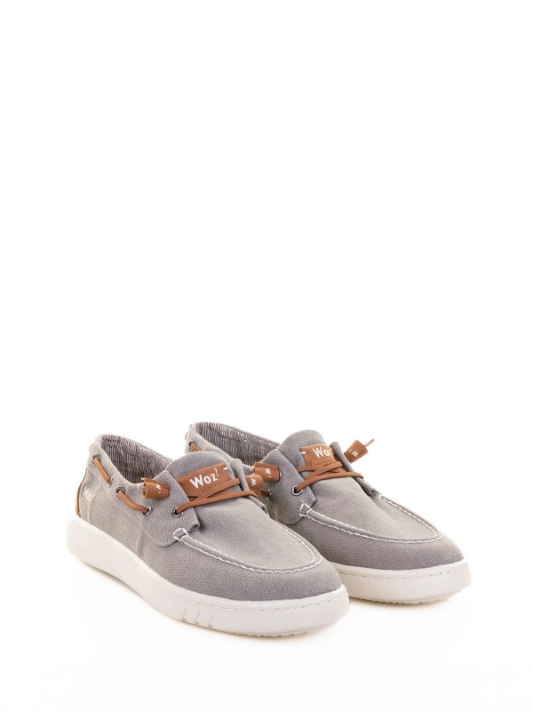 Mocassino da barca grigio in canvas