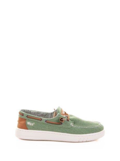 Green Canvas Boat Moccasin