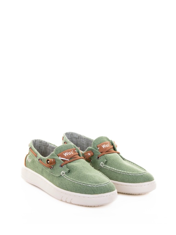 Green Canvas Boat Moccasin
