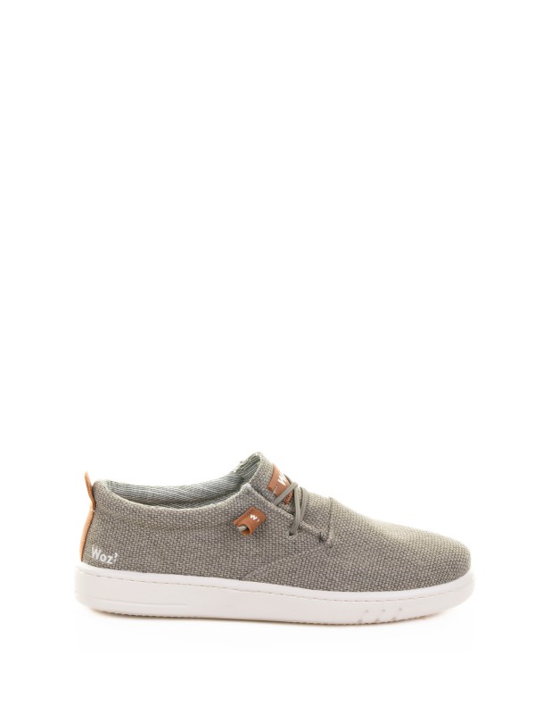 Green derby in fabric and rubber sole Green derby in fabric and rubber sole