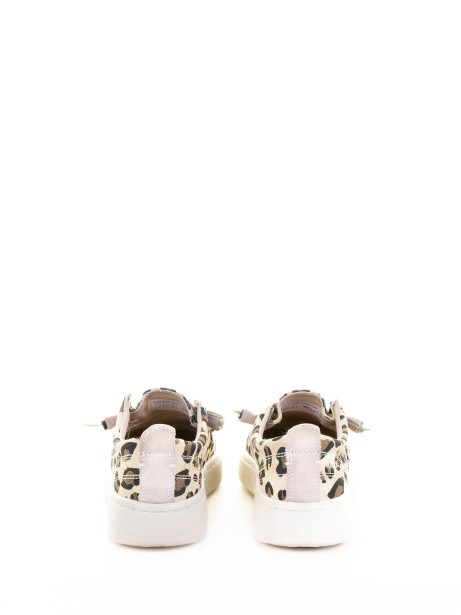 Women's leopard derby in fabric and rubber sole