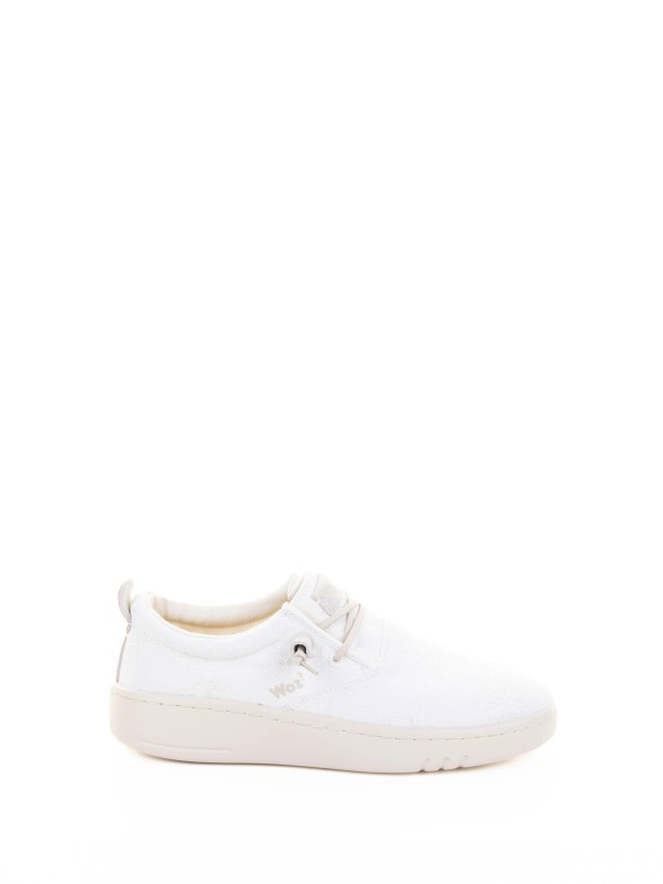 Women's white derby in fabric and rubber sole Women's white derby in fabric and rubber sole