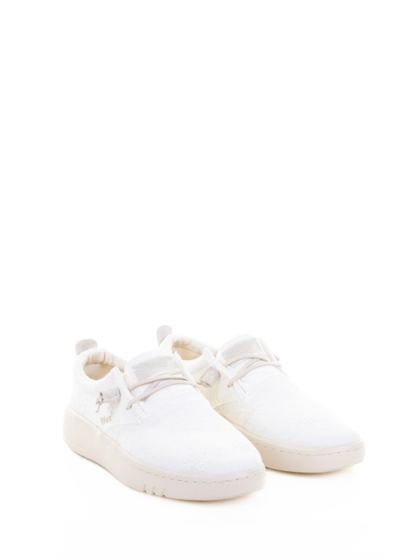 Women's white derby in fabric and rubber sole