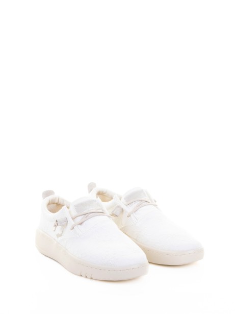 Women's white derby in fabric and rubber sole