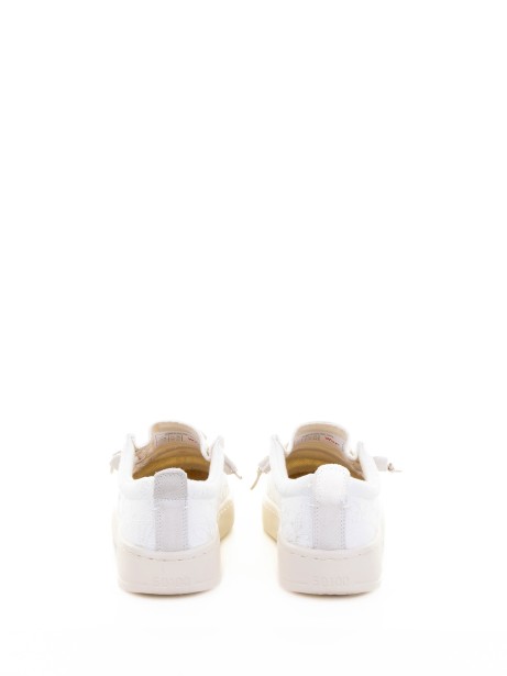 Women's white derby in fabric and rubber sole