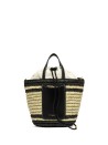 Double handle bag in straw and leather