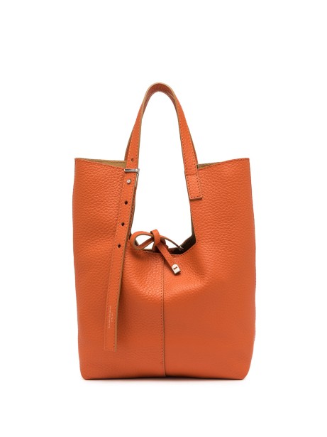 Ava double handle bag in maxi double grain leather
