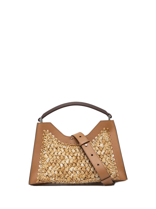 Aurora bag with hand-woven raffia shoulder strap