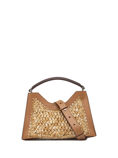 Aurora bag with hand-woven raffia shoulder strap