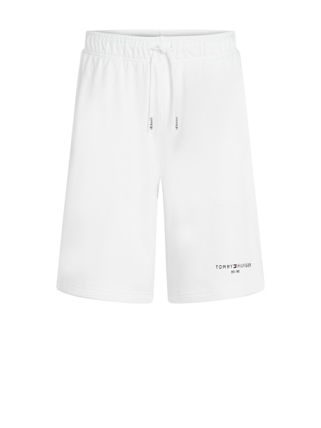 white Bermuda shorts with logo