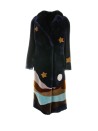 Long shearling patterned-intarsia coat