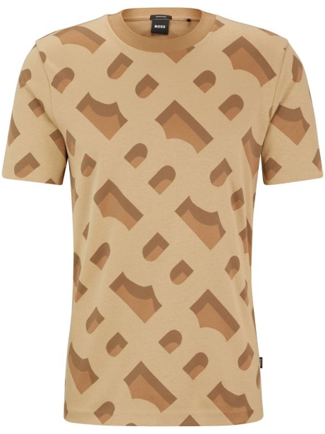 T-shirt uomo all over logo beige