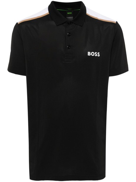 Polo uomo nera con logo a contrasto