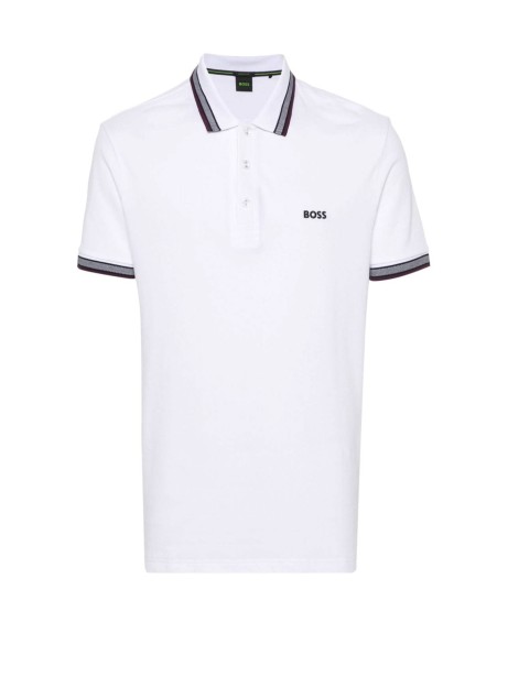 Polo regular fit bianca con logo a contrasto
