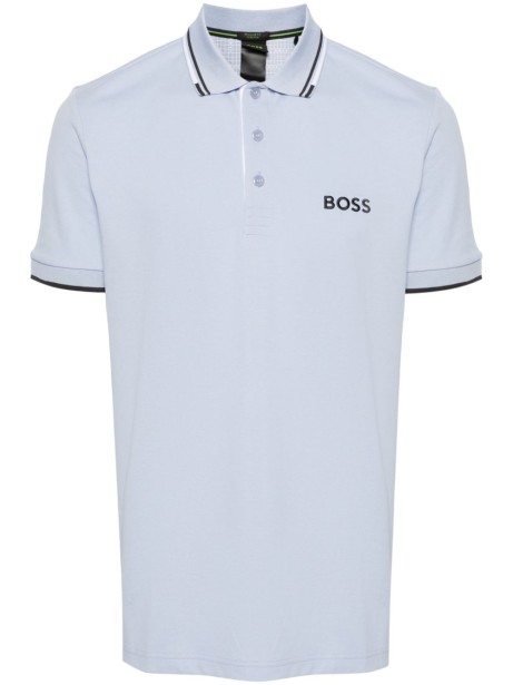 Polo uomo celeste con logo
