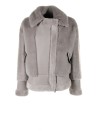 Short gray shearling jacket
