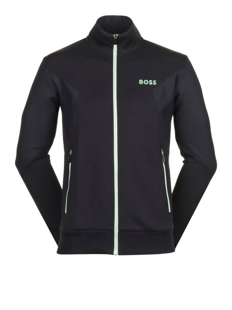 Giacca nera con zip e logo a contrasto