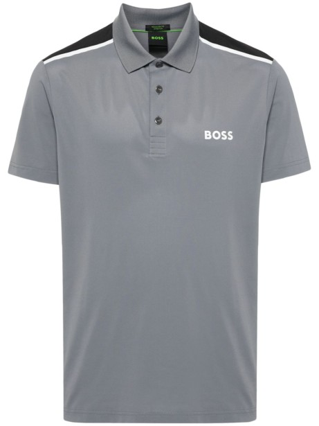 Polo uomo grigia con logo a contrasto