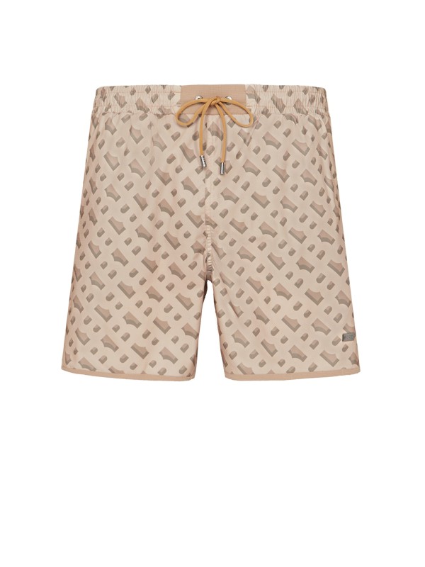Beige shorts with all over logo
