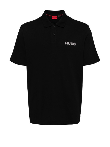 Polo nera uomo logata