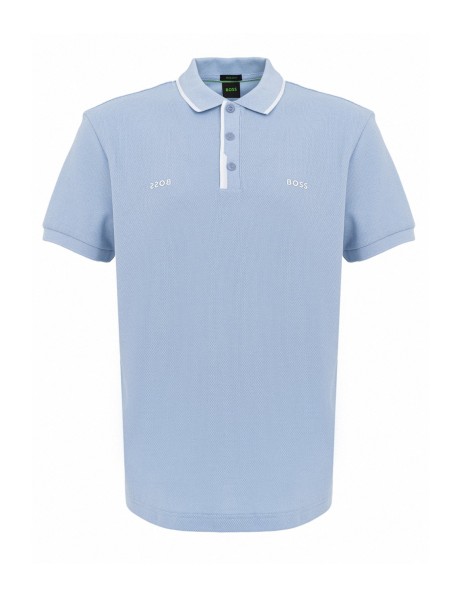Polo uomo celeste con logo