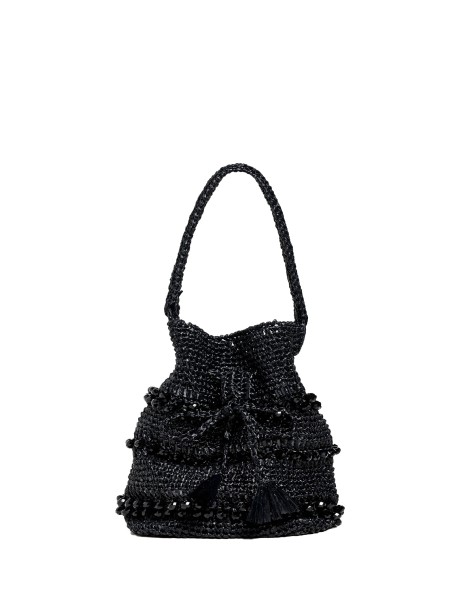 Black Perforated Bucket Bag
