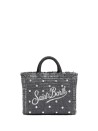 Borsa Mini Vanity in paglia con strass