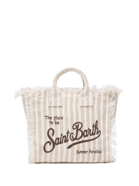 Borsa Mini Vanity in lino a righe