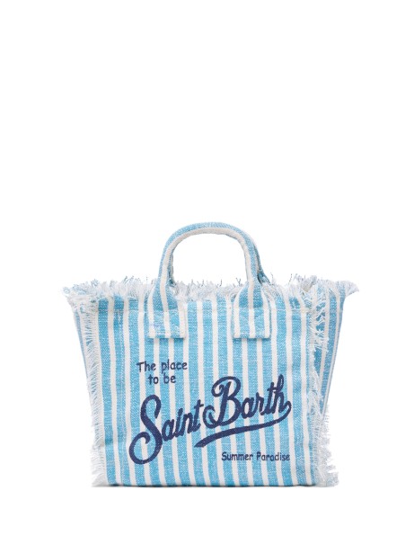 Borsa Mini Vanity in lino a righe