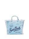 Borsa Mini Vanity in lino a righe