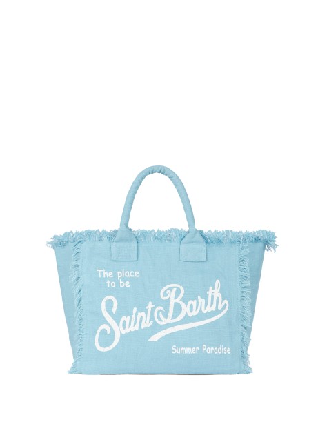 Borsa Vanity in lino azzurra