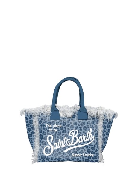 Borsa Vanity in lino denim leopardato