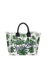 Borsa Vanity in lino stampa palme