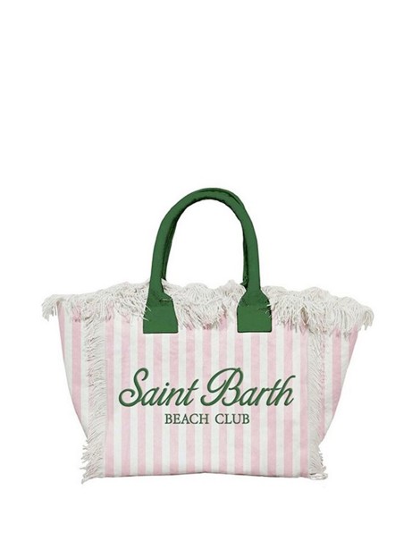 Borsa a spalla Vanity in canvas di cotone con stampa a righe