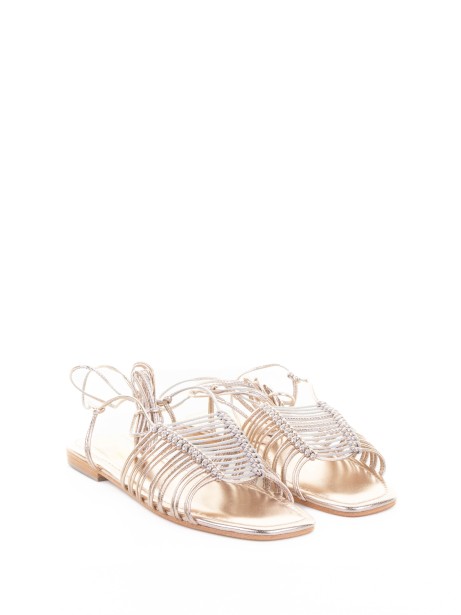 Gold sandal in laminated leather 2