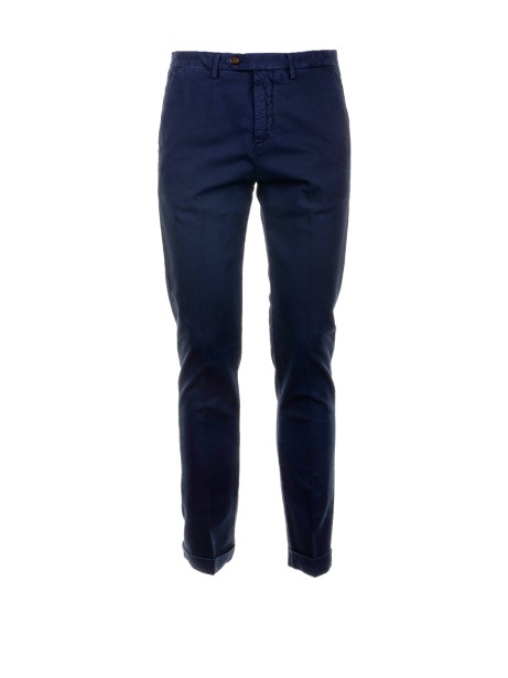 Pantalone blu uomo in misto lino