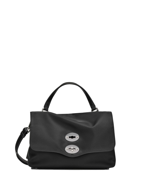 Tokyo S Black Leather Rolled Postman Bag