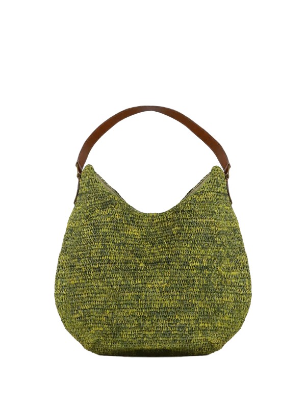 Meva M Raffia Hobo Shoulder Bag