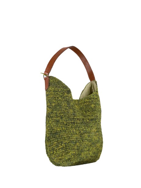 Meva M Raffia Hobo Shoulder Bag