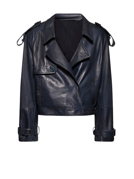 Black leather biker jacket