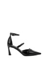 Décolleté nero in pelle con cinturino
