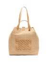 Shopping bag in rafia e pelle