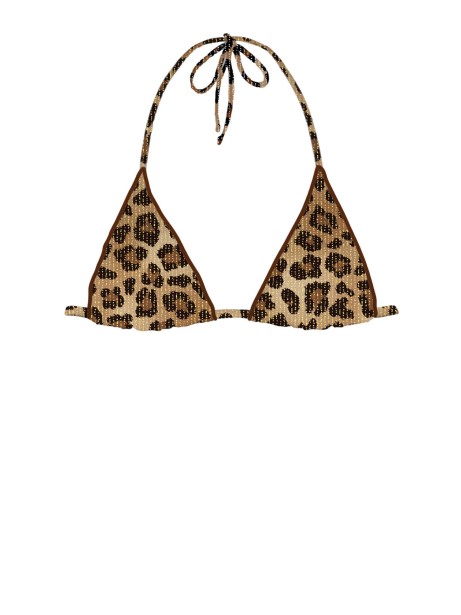 Leah top bikini triangolo lurex leopardato