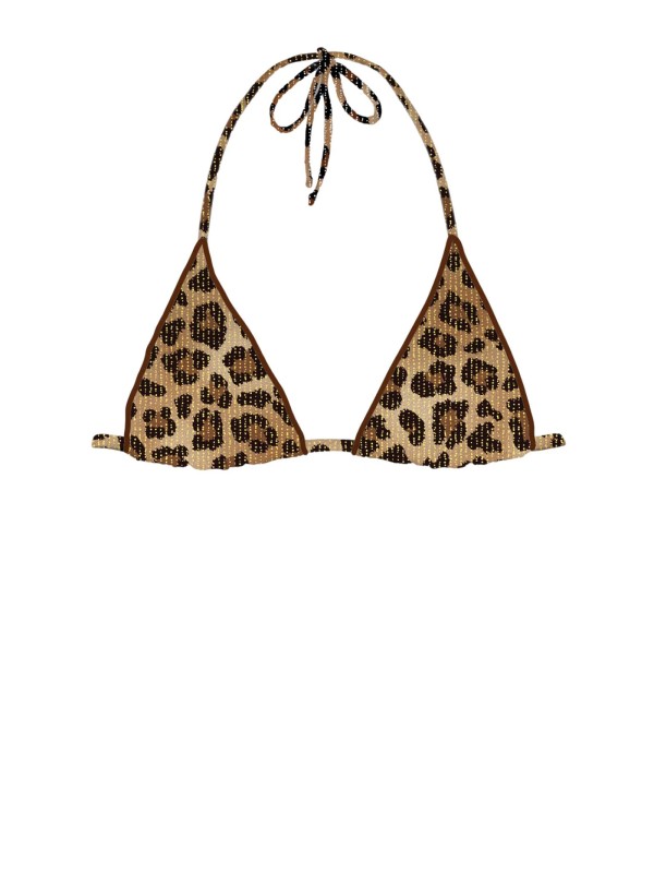 Leah leopard lurex triangle bikini top Leah leopard lurex triangle bikini top